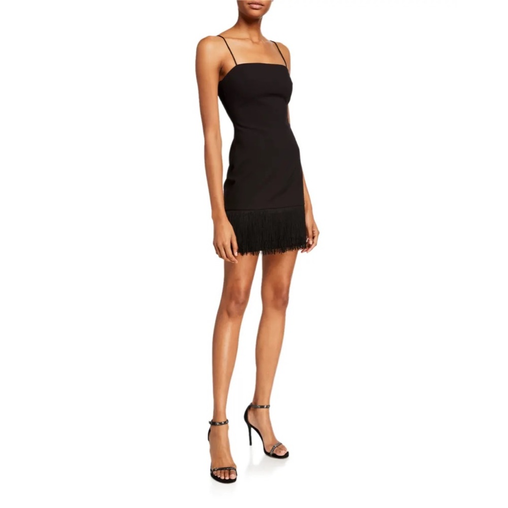 LIKELY Melly Fringe Mini Black Cocktail Dress NWT Size 4